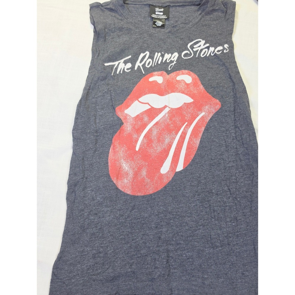 Bravado Rolling Stones Muscle Tank Top Gray Heather Tongue Graphic Metal Small